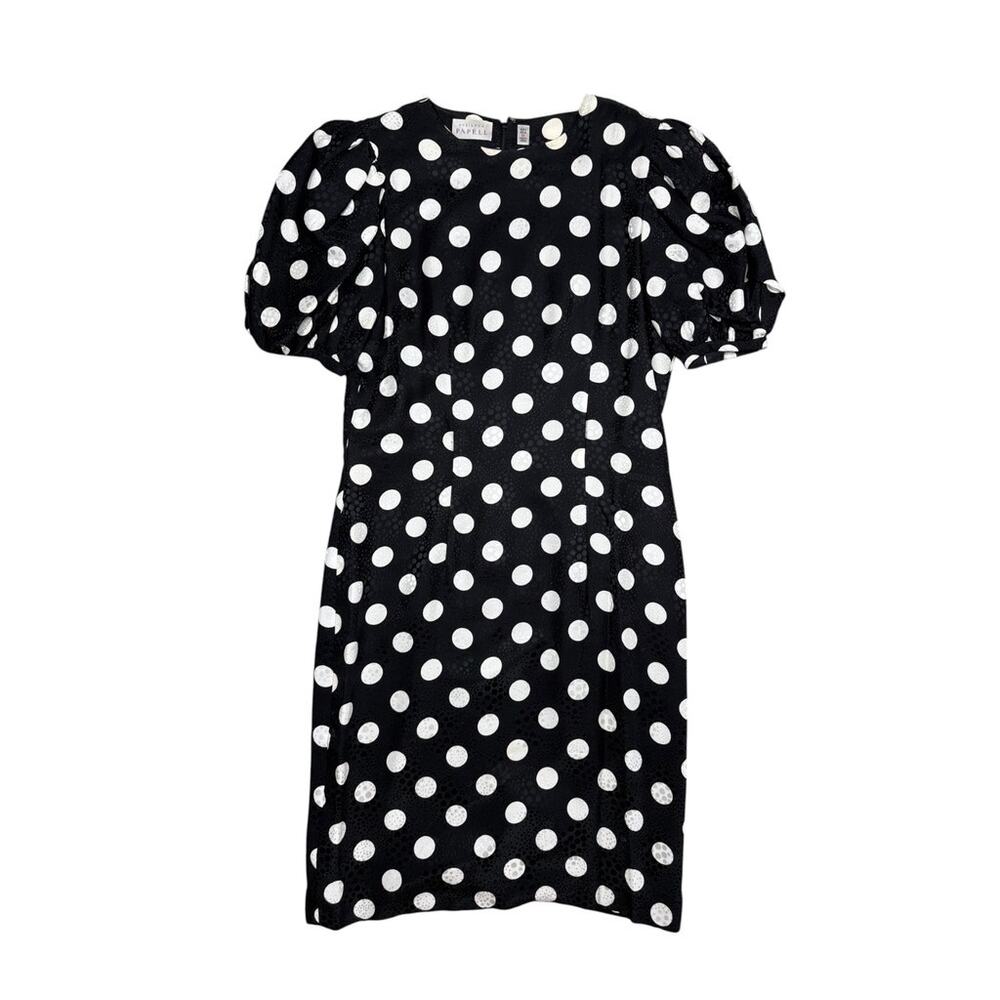 Adrianna Papell Vintage 80s 100% Silk Polka Dot Dress Large - Picture 3 of 10